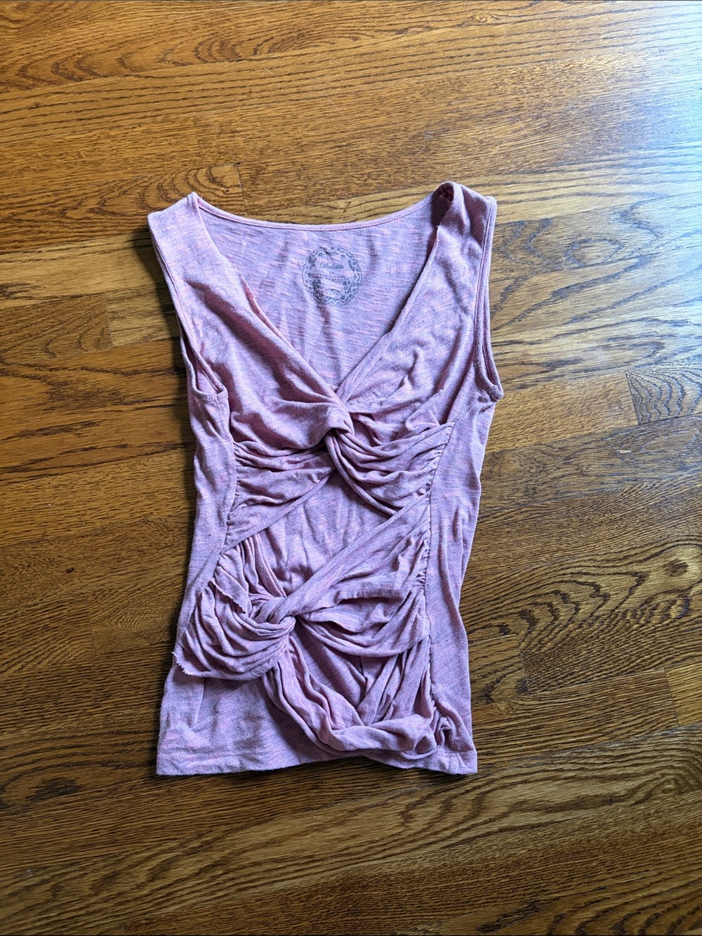 Deletta Dusty Pink Twist-Front Top